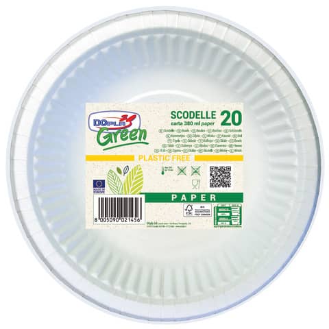 Scodelle Dopla Green carta fibra vergine 380 ml – Ø 190 mm bianco – conf. 20 pz – 8158