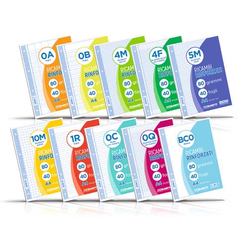 Ricambi rinforzati per quaderni ad anelli Blasetti – A4 – 100 g/m² – 40 ff – 4F – 5339