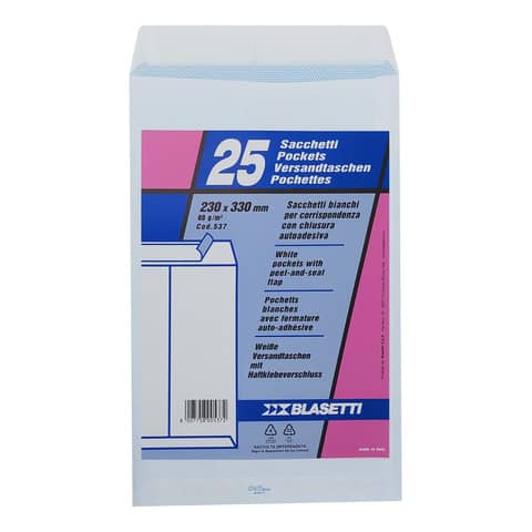 Busta a sacco Blasetti Self bianco – 80 g/m² – in conf. 25 buste – 230×330 mm 537