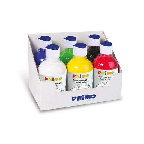 Colore per tessuto Primo in bottiglia con tappo dosatore 300 ml – conf. da 6 colori assortiti – 411TX6ASS