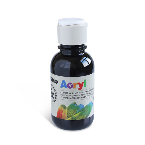 Colore acrilico Primo in bottiglia PET con tappo dosatore 125 ml – 800 nero – 402TA125800