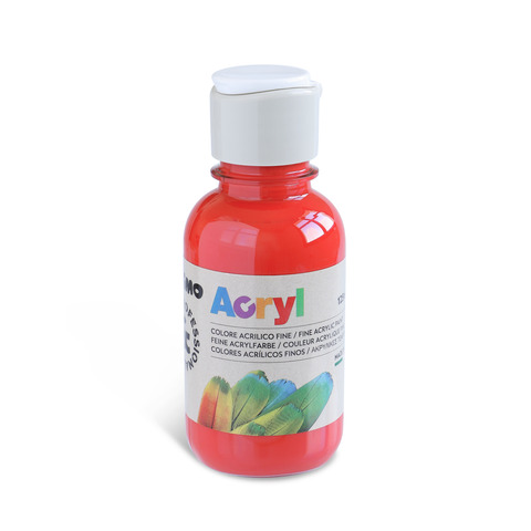 Colore acrilico Primo in bottiglia PET con tappo dosatore 125 ml – 300 rosso vermiglio – 402TA125300