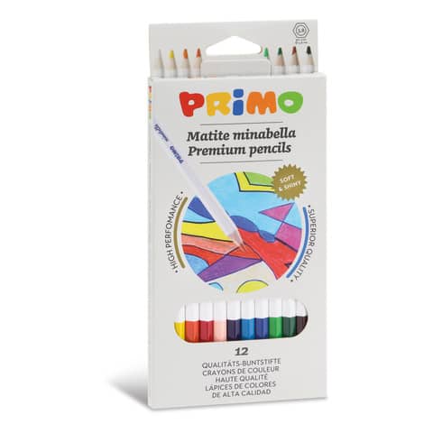 Matite colorate esagonali Primo minabella laccate – Ø 3,8 mm in conf. da 12 colori assortiti – 522MINAB12