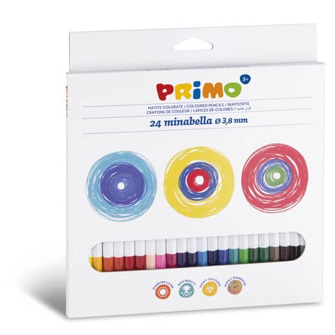 Matite colorate esagonali Primo minabella laccate – Ø 3,8 mm in conf. da 24 colori assortiti – 523MINAB24