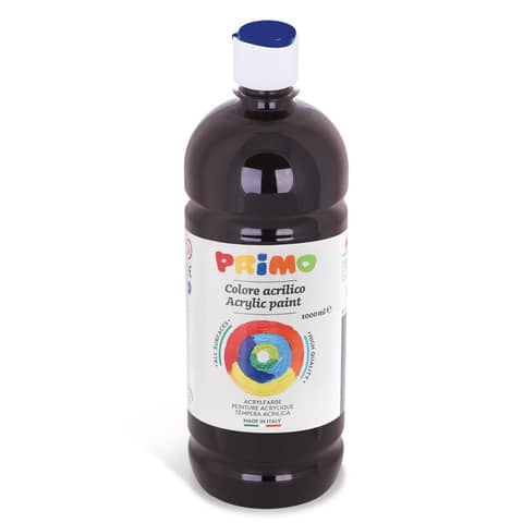 Colore acrilico Primo in bottiglia con tappo dosatore 1000 ml – 800 nero 404TA1000800