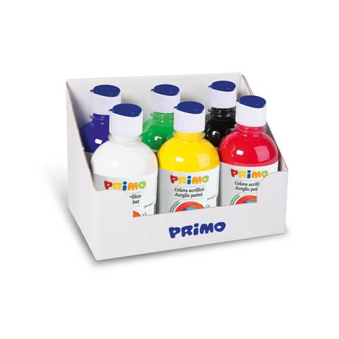 Colore acrilico Primo in bottiglia con tappo dosatore 300 ml 6 colori assortiti 400TA6ASS