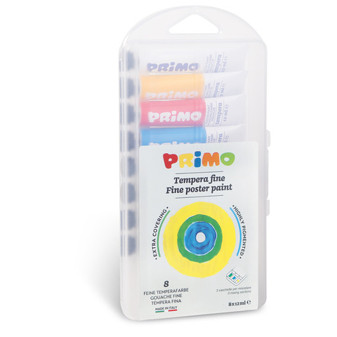 Tempere 12 ml – scatola in polipropilene 8 tubetti Primo assortiti – 441T8SP