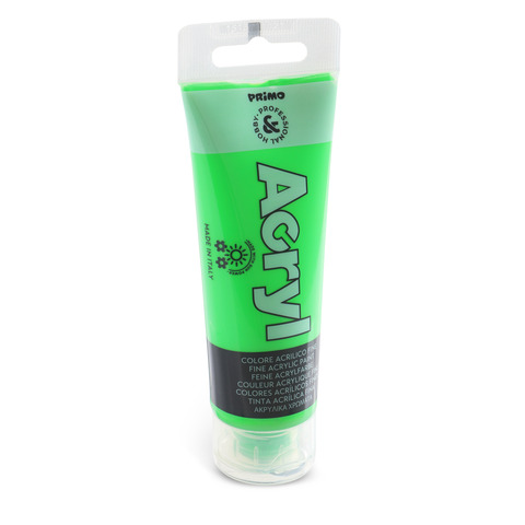 Colore acrilico Primo in bottiglia PET con tappo dosatore 75 ml – 610 verde fluo – 420TAF75610