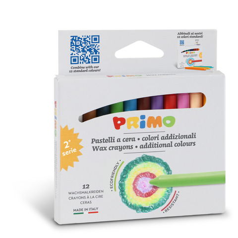 Pastelli a cera Primo 9×85 mm conf. 12 colori assortiti 0502PC12AD