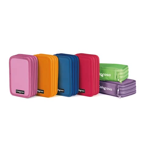 Astuccio a 3 zip Colorosa tinta unita 13x20x7 cm – 6 colori assortiti – 368300