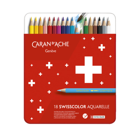 Matite colorate acquerellabili Carand’Ache Swisscolor in conf. da 18 colori assortiti – 1285718