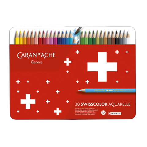 Matite colorate acquerellabili Carand’Ache Swisscolor in conf. da 30 colori assortiti – 1285730