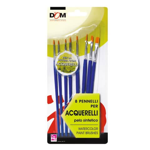 Pennello in pelo sintetico DOM – conf. 8 pezzi – per acquerello 11651