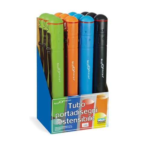 Tubo portadisegni Niji Ø 7,5 cm – estensibile da 52 a 85 cm – colori assortiti – 3060