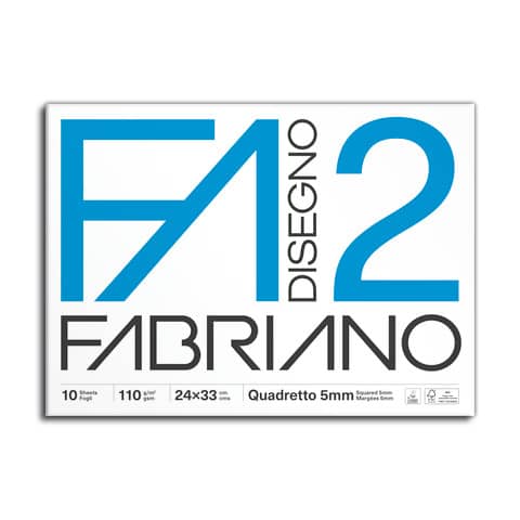 Album da disegno Fabriano F2 punto metallico 110 g/m² 24×33 cm 10 fogli quadrettato 5 mm – 04204311