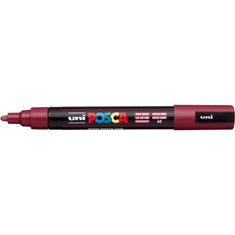 Marcatore a tempera POSCA Uni-Ball punta tonda 1,8-2,5 mm rosso vino M PC5M RV