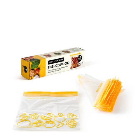 Sacchetti richiudibili per alimenti Perfetto ”Frescofood” – conf. 20 pz S – 21×21,5 cm – 29161