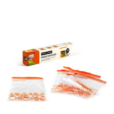 Sacchetti richiudibili per alimenti Perfetto ”Frescofood” – conf. 15 pz M – 24×27,5 cm – 29162