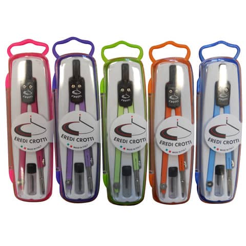 Compasso scolastico Eredi Crotti 2 accessori – conf. 5 colori assortiti – 223C