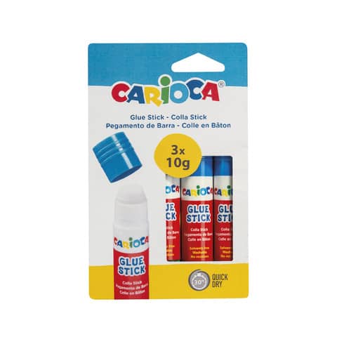 Blister colla stick Carioca 10 g – 3 pezzi – 42781