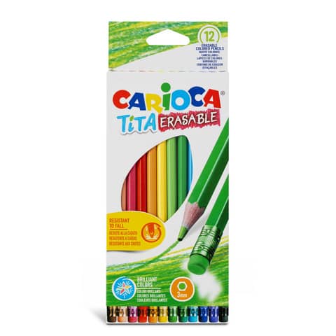 Matite colorate cancellabili Carioca Tita Ø 3 mm – conf. da 12 colori assortiti – 42897