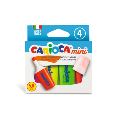 Mini evidenziatori Carioca colori assortiti fluo – conf. 4 pezzi – 42868