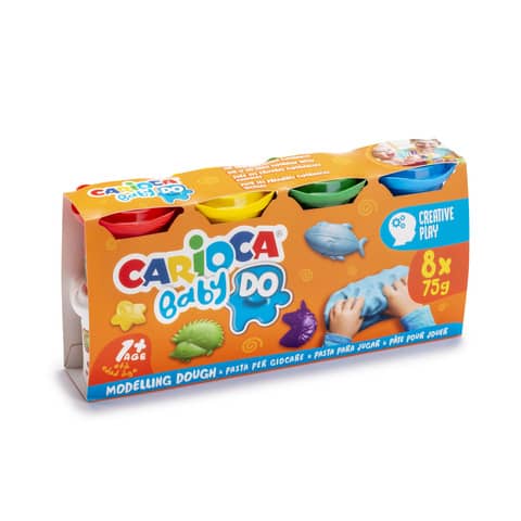 Pasta modellabile colorata Carioca Baby Do 75 g – conf. da 8 pezzi – colori assortiti – 43180
