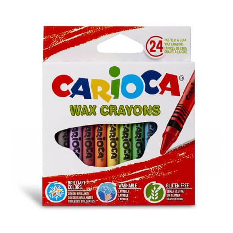 Pastelli a cera Carioca Wax Crayons punta 8 mm – conf. da 12 colori assortiti – 42365