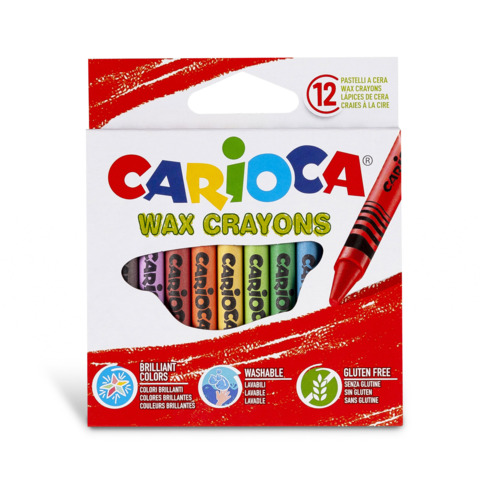 Pastelli a cera Carioca Wax Crayons punta 8 mm – conf. da 24 colori assortiti – 42366