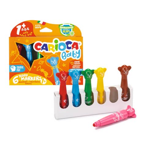 Pennarelli Carioca Baby Teddy 1+ in colori assortiti – conf. 6 pezzi – 42815