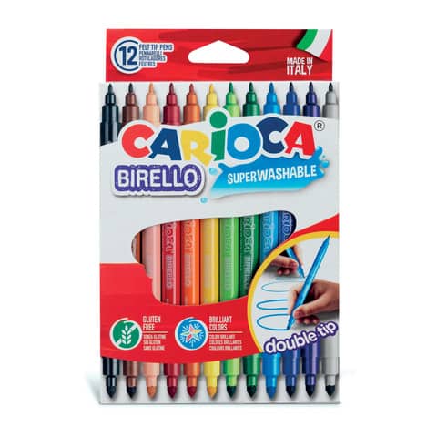 Pennarelli doppia punta Carioca Birello – conf. da 12 colori assortiti – 41457