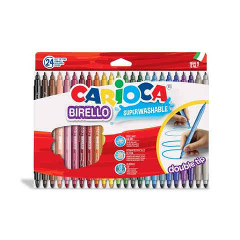Pennarelli doppia punta Carioca Birello – conf. da 24 colori assortiti – 41521