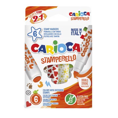 Pennarelli doppia punta Carioca Stamperello – conf. da 6 colori assortiti – 42279