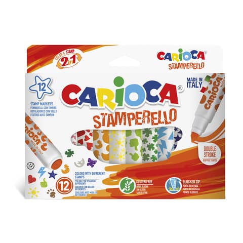 Pennarelli doppia punta Carioca Stamperello – conf. da 12 colori assortiti – 42240