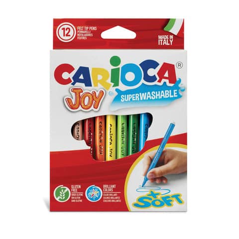 Pennarelli superlavabili Carioca Joy Ø 2,8 mm – conf. da 12 colori assortiti – 40614