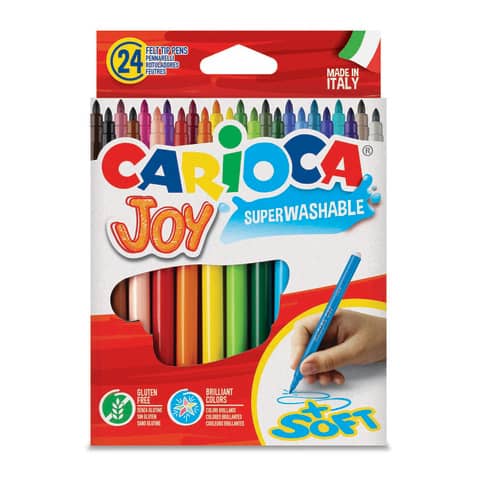 Pennarelli superlavabili Carioca Joy Ø 2,8 mm – conf. da 24 colori assortiti – 40615