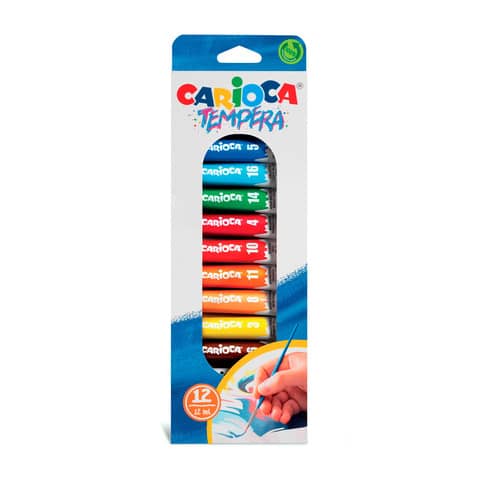 Tempera in tubetti Carioca 12 ml – conf. da 12 colori assortiti 40014