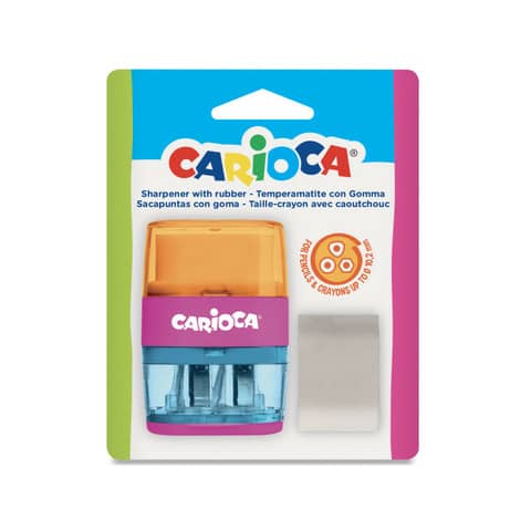 Temperamatite a 2 fori Carioca con gomma e serbatoio – 43107