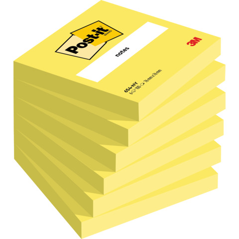 Foglietti Post-it® giallo neon 100 fogli/blocchetto 76×76 mm – conf. 6 pz blisterati singolarmente – 75011N