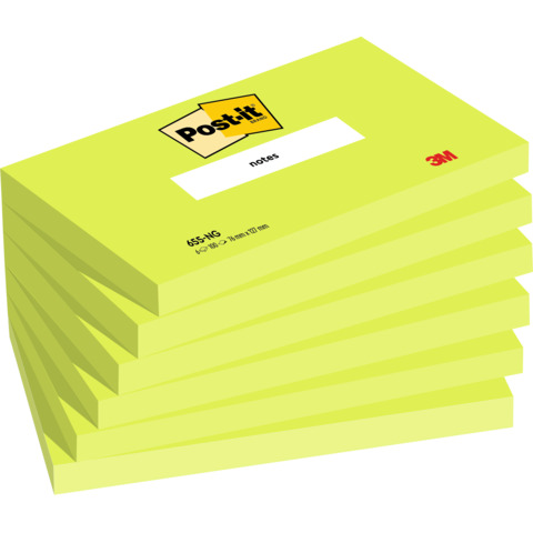 Foglietti Post-it® verde acido 100 fogli/blocchetto conf. 6 pz 76×127 mm 7100296121