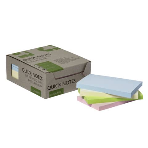 Foglietti riposizionabili riciclati Q-Connect 127×76 mm assortiti pastello – conf. 12 blocchetti da 100 ff – KF17325