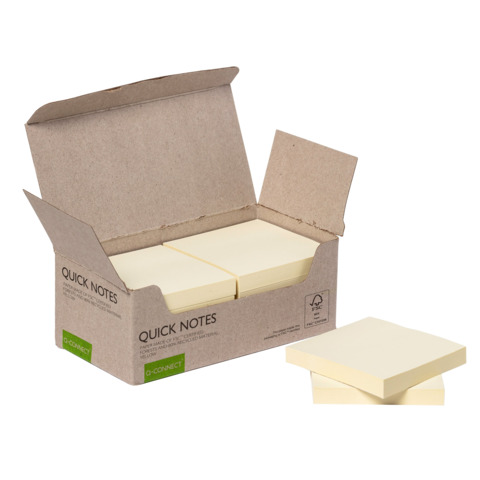 Foglietti riposizionabili riciclati Q-Connect gialli conf. 12 blocchetti da 100 fogli 76×76 mm – giallo – KF17321