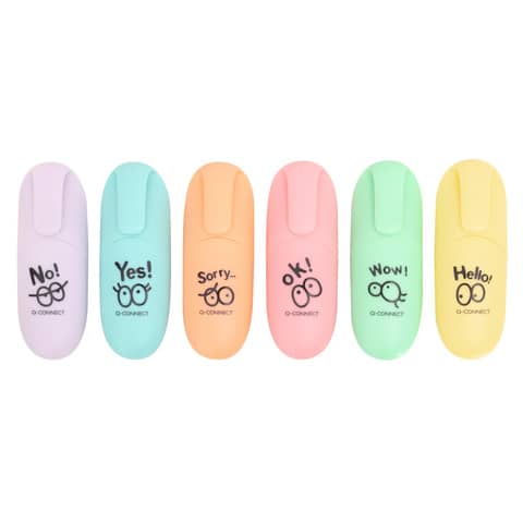 Set mini evidenziatori Q-Connect Joyful Pastel 1-5 mm – colori pastello assortiti – conf. 6 pezzi – KF17419