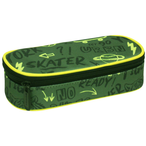Astuccio ovalino small con cerniera Donau 21×5,5×10,5 cm – motivo New York verde – 322131085
