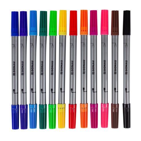 Penne Donau Duo Fiber doppia punta fine-larga in fibra – colori assortiti – conf. 12 pz – 322142