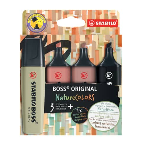 Evidenziatori Stabilo Boss Nature Colors – colori assortiti – conf. da 4 pezzi – 70/4-2-3