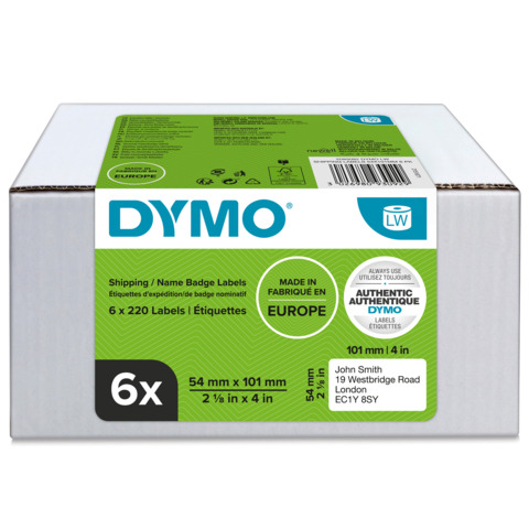 Etichette grandi per spedizioni/badge DYMO LW bianche conf. 6 pezzi da 220 etichette 54×101 mm – 2093092