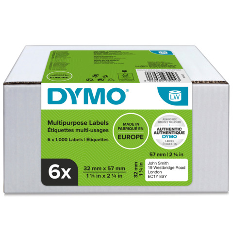 Etichette multiuso DYMO LW bianche conf. 6 pezzi da 1000 etichette 57×32 mm – 2093094