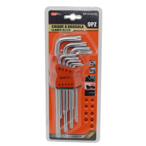 Kit di chiavi a brugola assortite Emi – puntale tork – conf. da 9 pezzi – 8100157