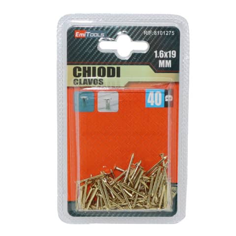 Chiodi dorati a testa piatta Emi – 19 x 1,6 mm – conf. 40 g – 8101275